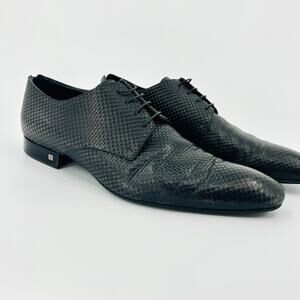 Louis Vuitton Black Woven Embossed Checkerboard Leather Zip Oxfords